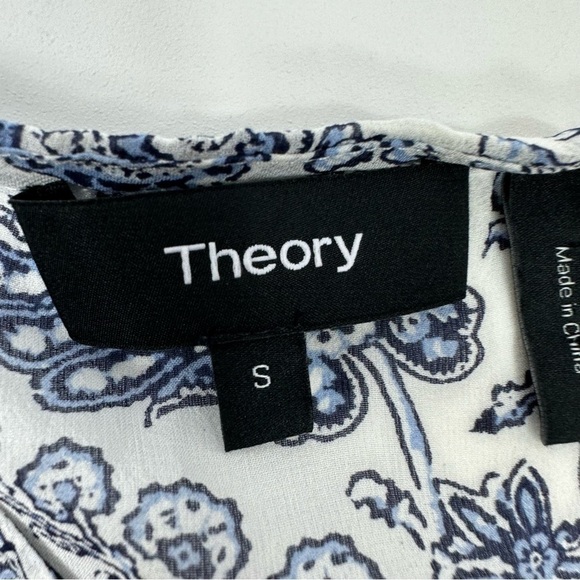 Theory Blouse Sz S  Alrik Avery Silk Peasant Blouse Chiffon Long Sleeve - Picture 10 of 12